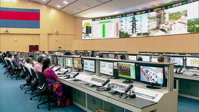 Indian Scientists during the launch of Indian Space Research Organisation (ISRO) solar mission, Aditya-L1 from Satish Dhawan Space Centre, in Sriharikota on Saturday. (ANI Photo)