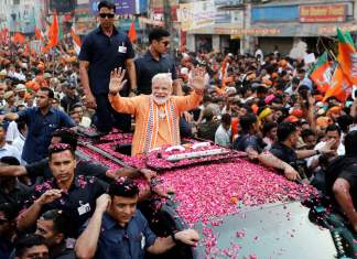 Indian Prime Minister Narendra Modi in election rally: Image Source: Twitter @narendramodi