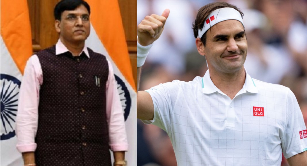 Indian Health Minister Mansukh Mandaviya an Tennis Star Roger Federer