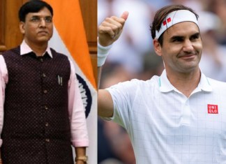 Indian Health Minister Mansukh Mandaviya an Tennis Star Roger Federer