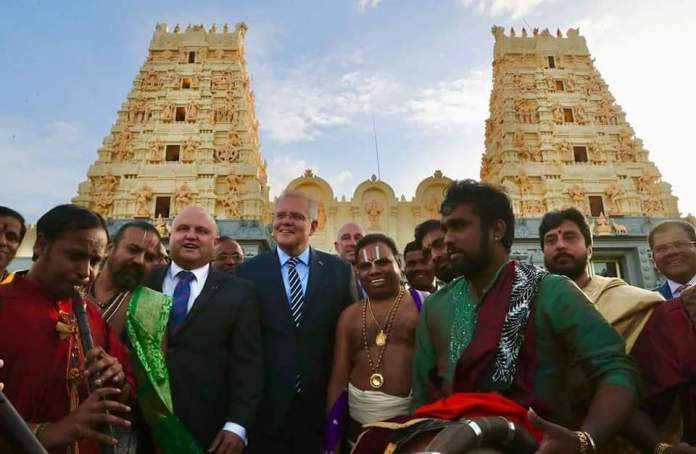 PM Scott Morrison at Siva Vishnu Temple, Melbourne; Picture Source: Facebook @SCOMO