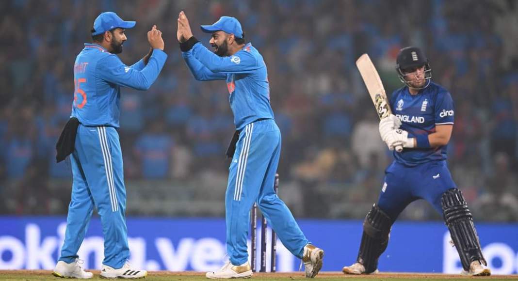 Rohit and Virat celebrate as India Beat England in World Cup 2023; Image Source; X/Twitter @BCCI