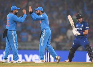 Rohit and Virat celebrate as India Beat England in World Cup 2023; Image Source; X/Twitter @BCCI